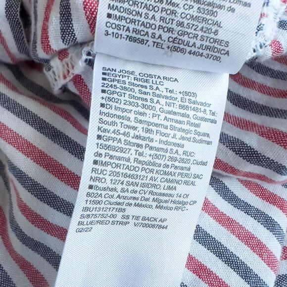 Old Navy Midi Dress Size XL Red White Blue Striped Ruffle Smocked Patriotic Maxi - Picture 9 of 9